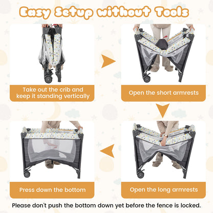 Multi-Functional Baby Playpen with Mattress and Removable Changing Table-Beige