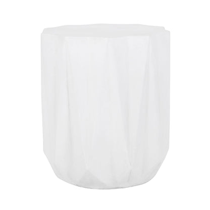 Antique White Outdoor Lightweight Concrete Side Table with Geometric Star Top