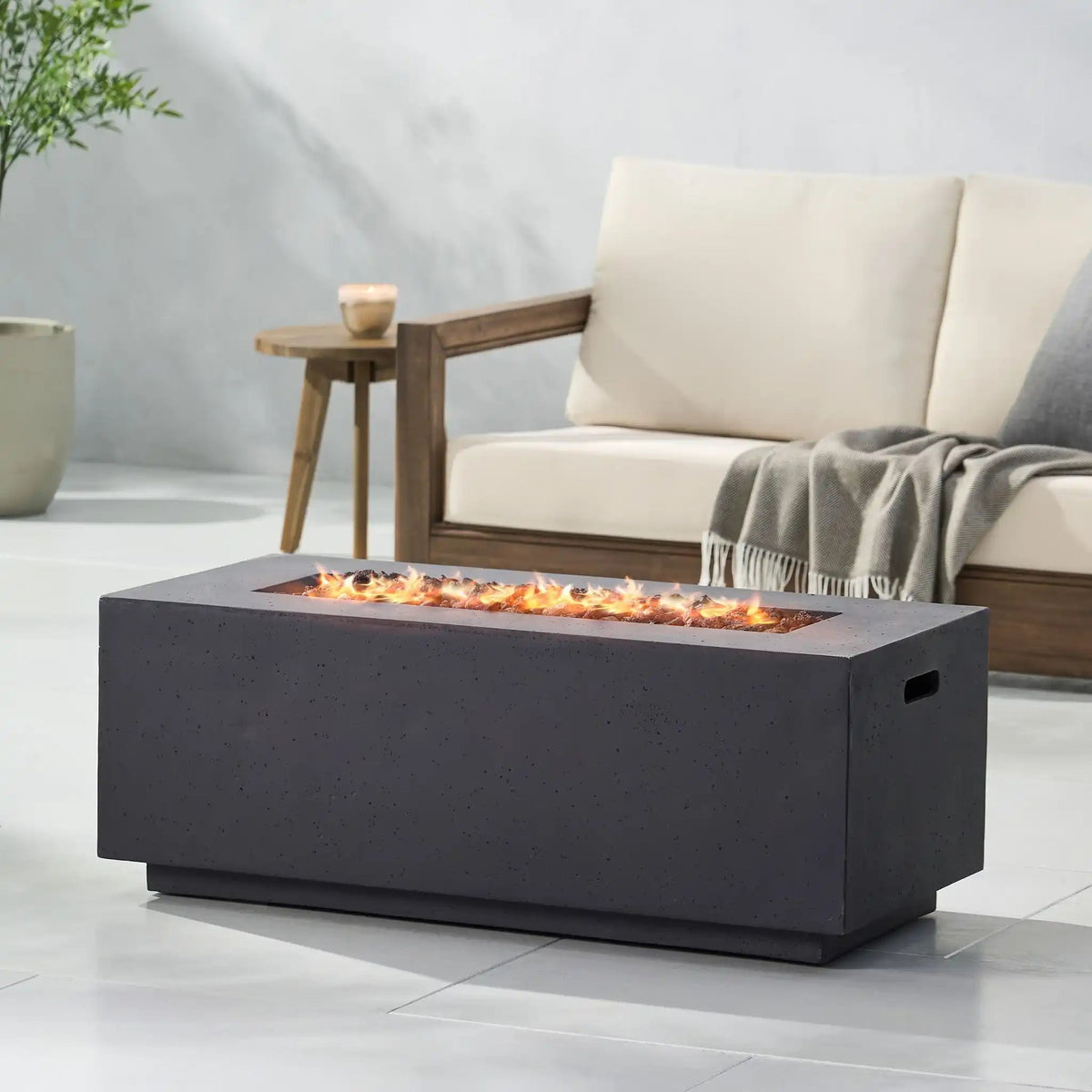 40,000 Btu Propane Fire Pit with Sleek Rectangular Design - Gray or Dark Gray