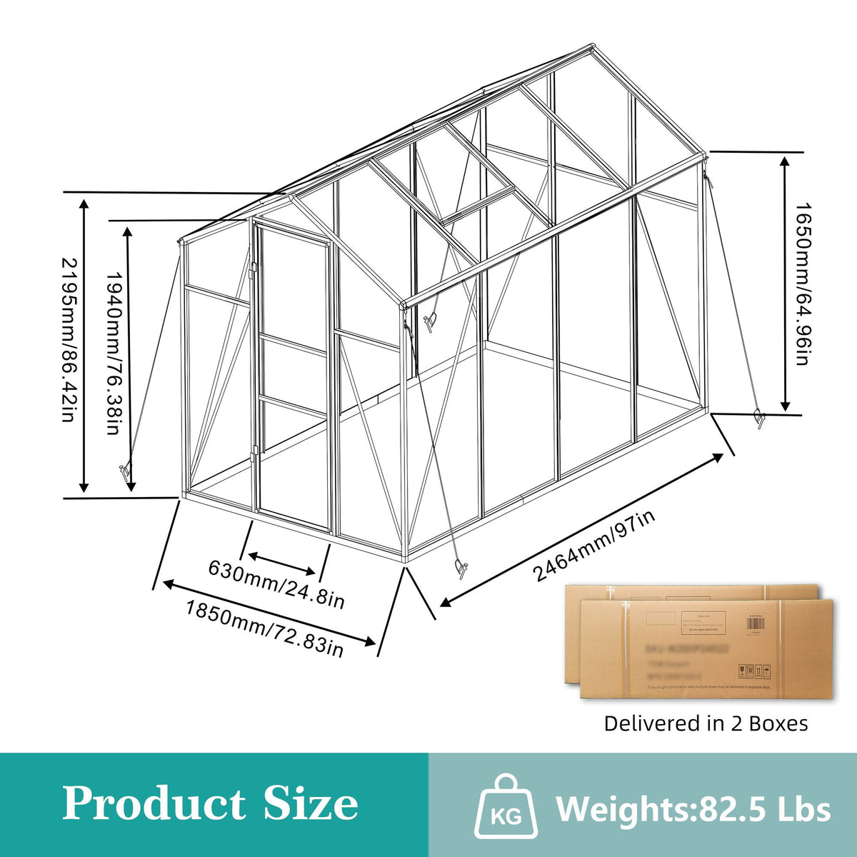 Windproof Greenhouse with Raised Base - Black