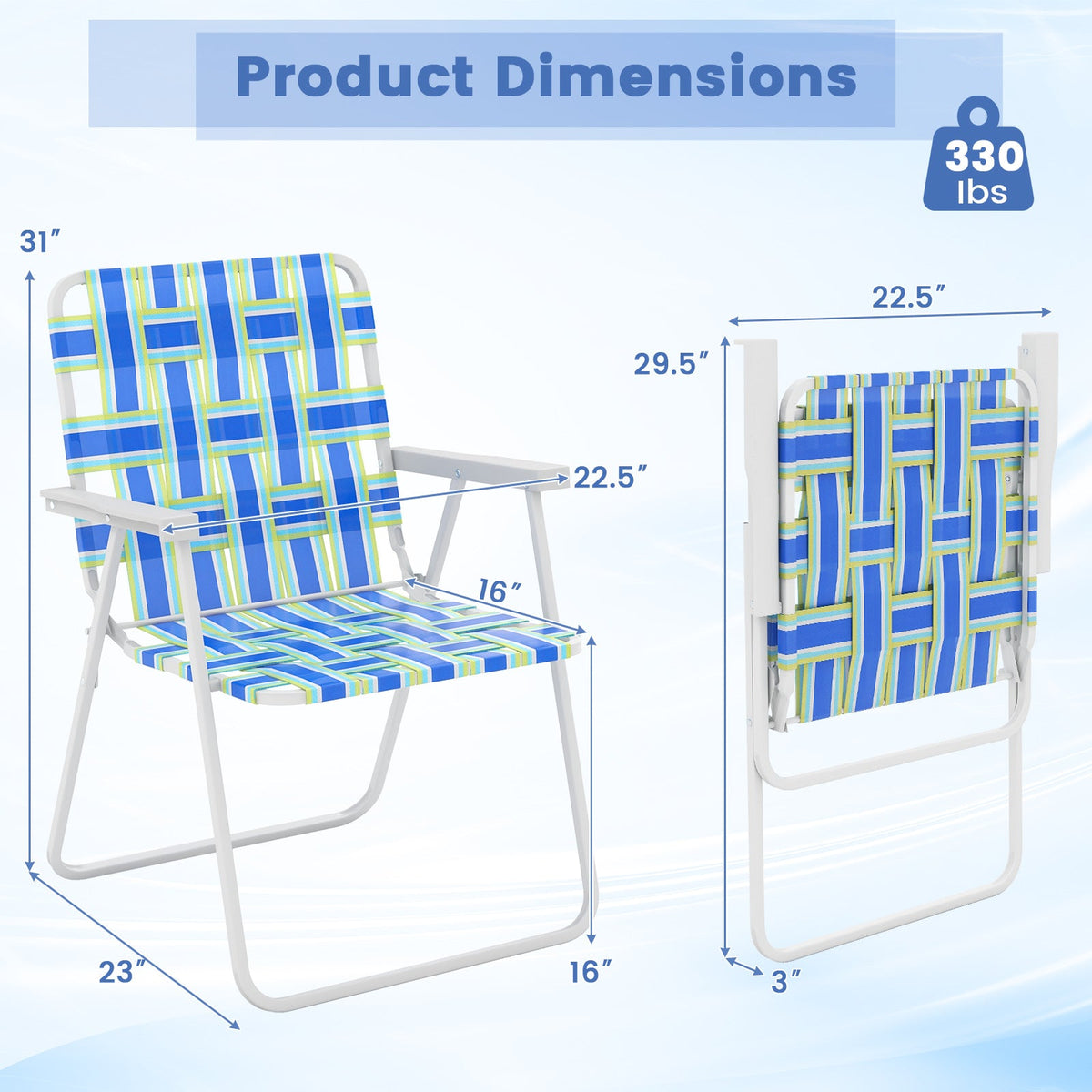 4 Pieces Folding Beach Chair Camping Lawn Webbing Chair