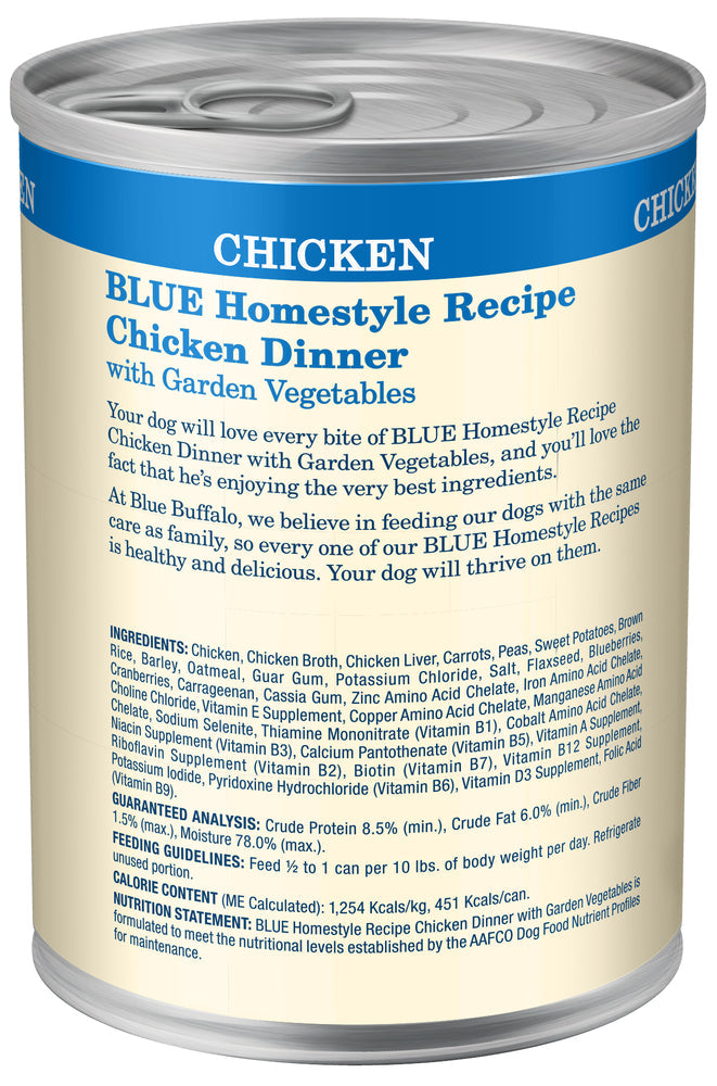 Blue Buffalo Adult Homestyle Chicken, Brown Rice & Garden Vegetables Wet Dog Cans (12.5oz)
