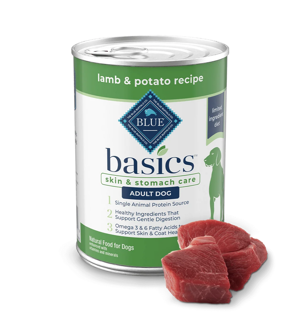 Blue Buffalo Basics Adult Grain-Free Lamb & Potato, Limited Ingredient Diet Wet Dog Food (12.5oz)