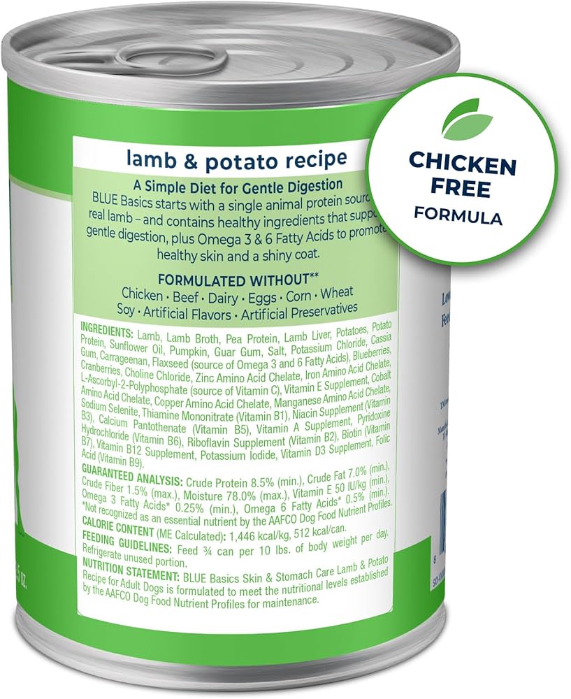 Blue Buffalo Basics Adult Grain-Free Lamb & Potato, Limited Ingredient Diet Wet Dog Food (12.5oz)