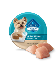 Blue Buffalo Delights Small Breed Adult Dog Grilled Chicken Pate Flavor in Savory Juices Wet Dog Food (3.5oz)