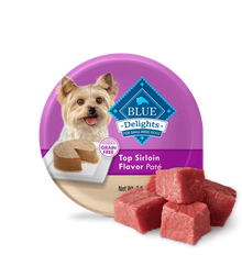 Blue Buffalo Blue Delights Small Breed Adult Dog Top Sirloin Flavor in Savory Juices Pate Wet Dog Food (3.5oz)