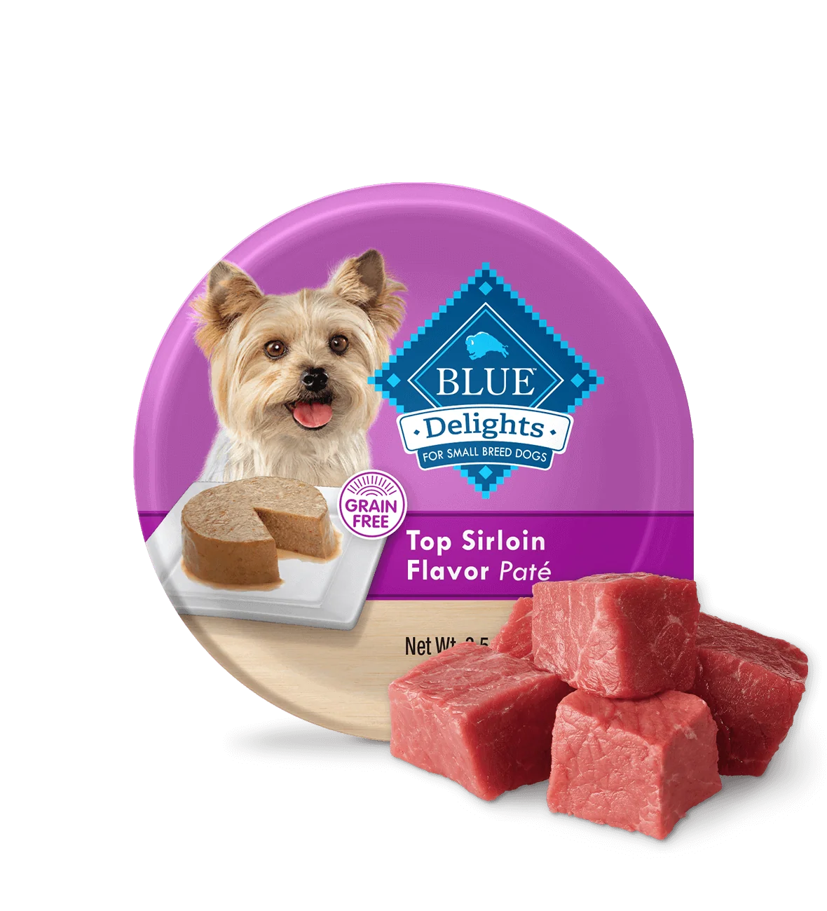 Blue Buffalo Blue Delights Small Breed Adult Dog Top Sirloin Flavor in Savory Juices Pate Wet Dog Food (3.5oz)