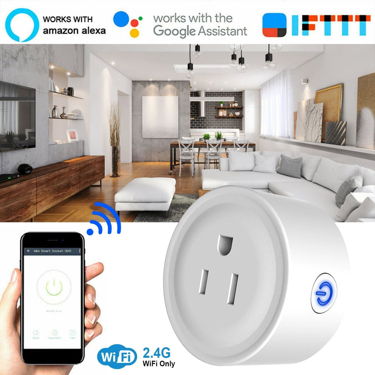 WiFi Smart Plug Outlet Wireless Smart Socket APP Remote Voice Control Timer Alexa Google US