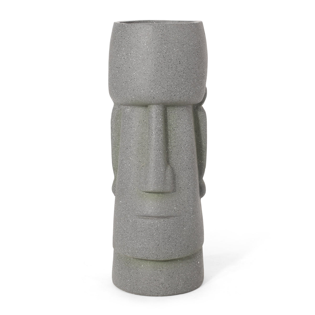 Stone Gray Flower Planter with Textured Cast Stone Finish - Tall