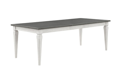 Gray and White Wood Dining Table with Leaf Extension - Katia