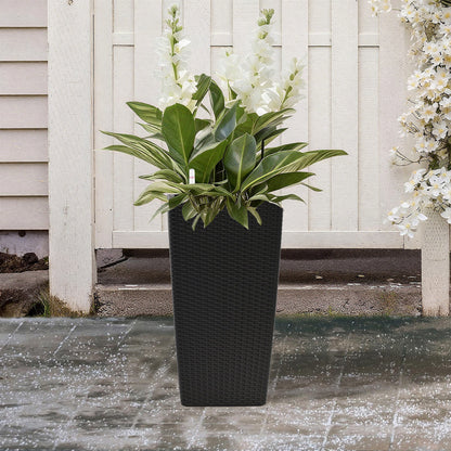 Square Planters with Automatic Watering System - Faux Rattan, Pack of 2