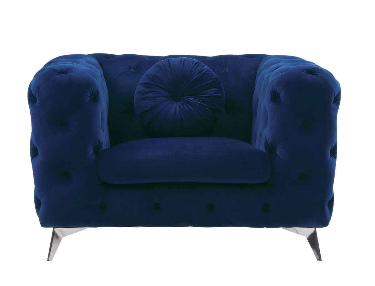 Fabric Atronia Arm Chair with Button-Tufted Backrest - Blue or Purple