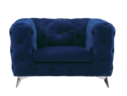 Fabric Atronia Arm Chair with Button-Tufted Backrest - Blue or Purple