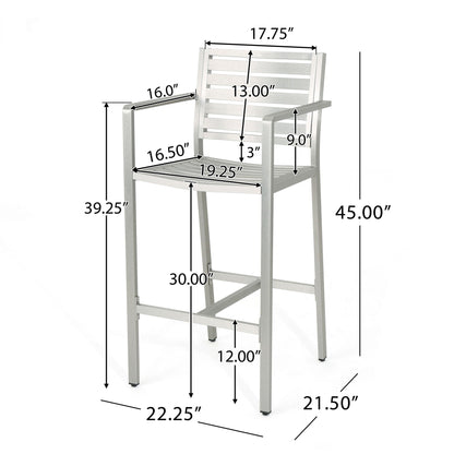 Outdoor Aluminum Rust Proof Barstools with Modern Design - Silver
