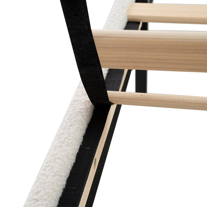 King Size Bed Frame with Upholstered Teddy Velvet Headboard - White