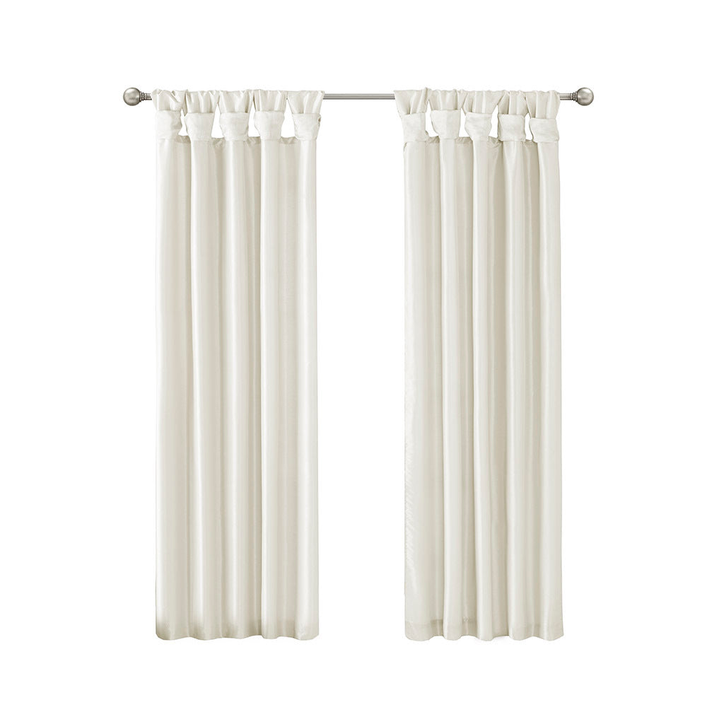 White Twist Tab Lined Window Curtain Panel with Privacy Lining - 50" x 84"