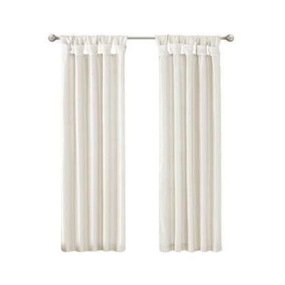 White Twist Tab Lined Window Curtain Panel with Privacy Lining - 50" x 84"