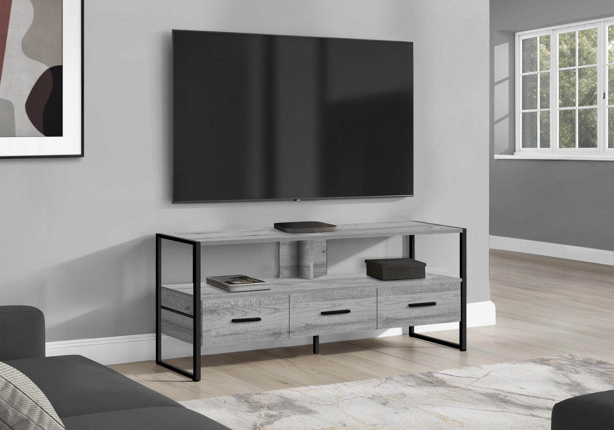 Modern TV Stand Console with Storage Drawers and Metal Frame - Multiple Colors