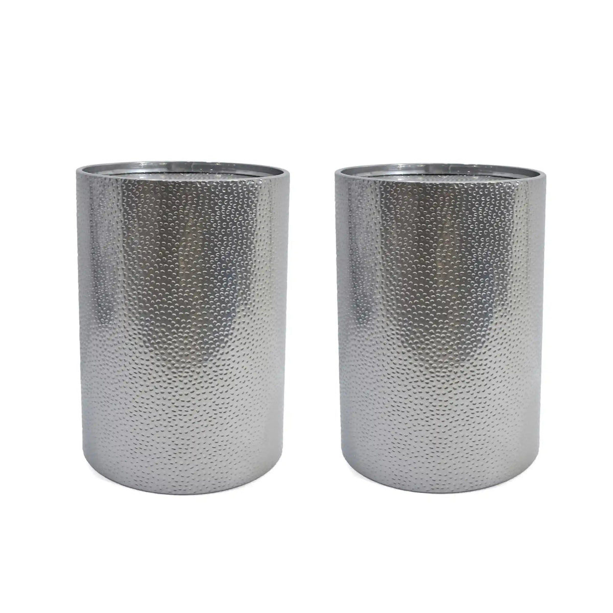 Modern Round Accent Table with Hammered Surface - Pearl Silver or Gold