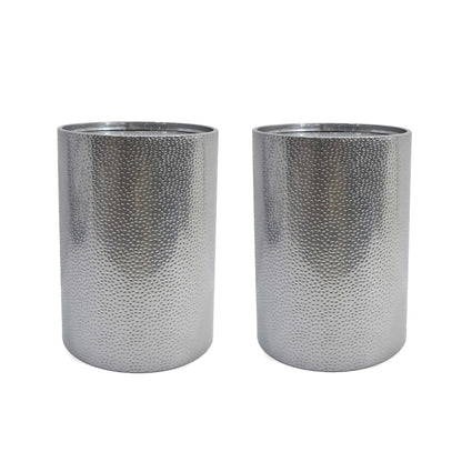 Modern Round Accent Table with Hammered Surface - Pearl Silver or Gold
