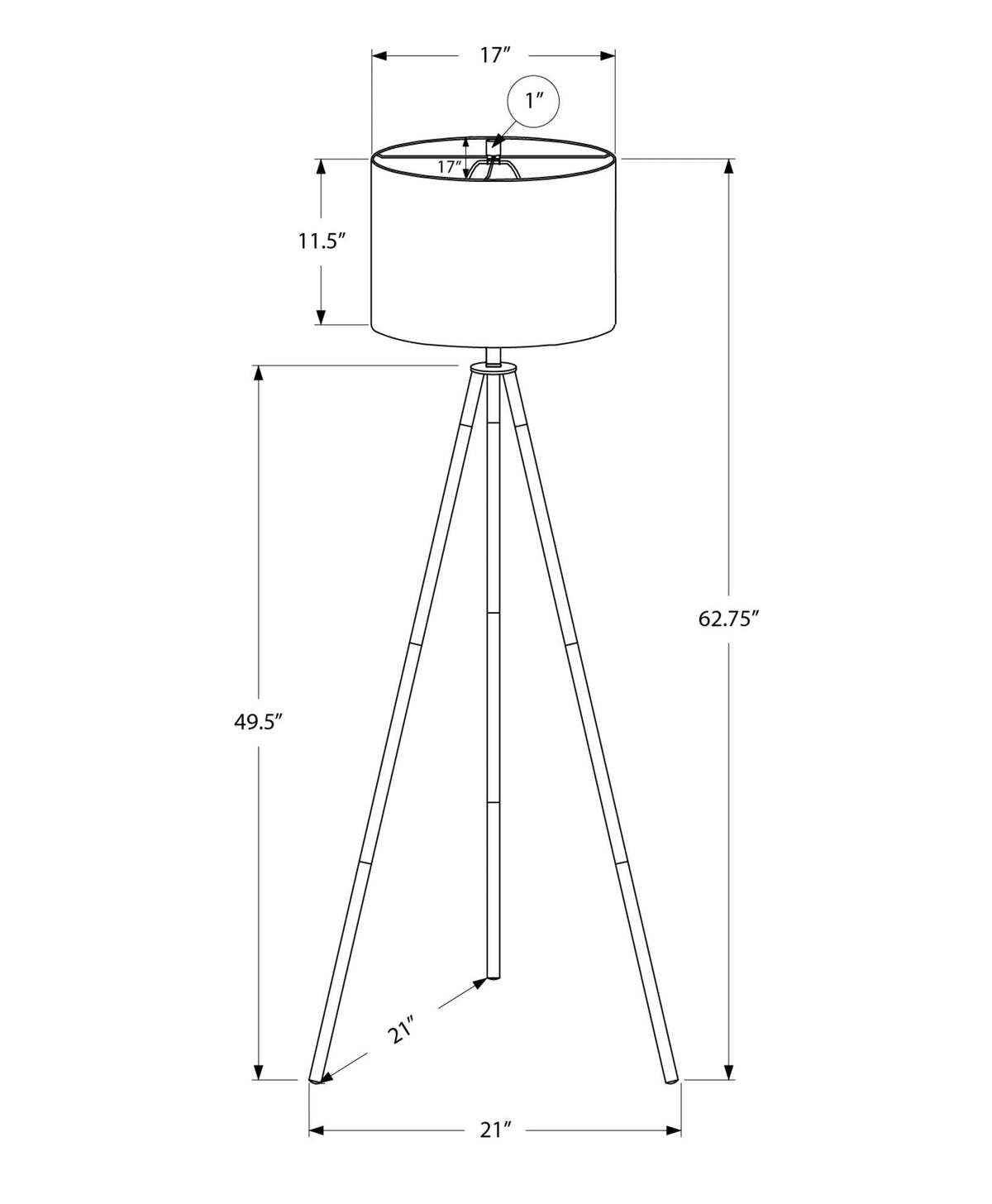 Contemporary Floor Lamp with Metal Tripod and Drum Shade - Black or Beige
