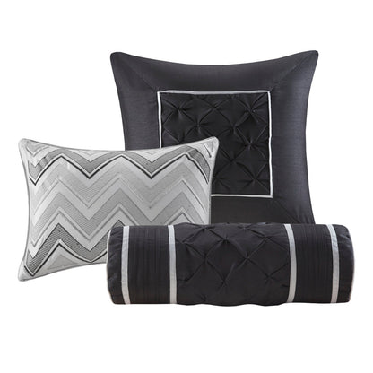 7 Piece Tufted Comforter Set Grey Queen