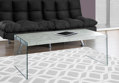 Rectangular Coffee Table with Clear Tempered Glass Sides - White or Gray