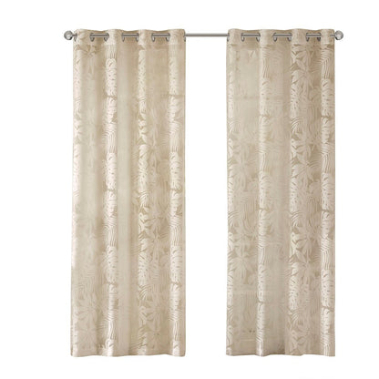 Palm Leaf Burnout Sheer Window Curtain with Palm Leaf Design - Natural