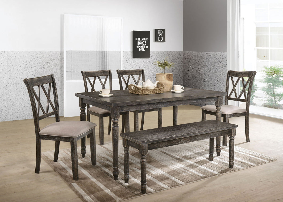 Weathered Gray 7 Piece Dining Room Set with Fabric Chairs - Gray
