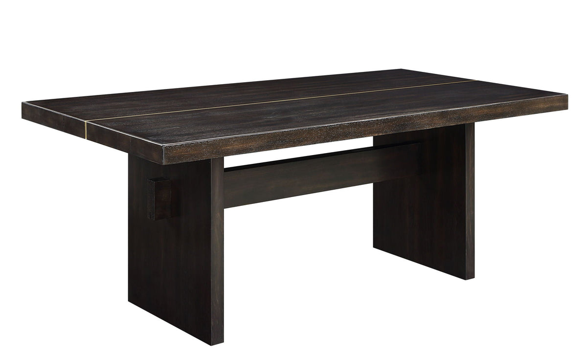 Rustic Dining Table with Fixed Top - Espresso / Gold