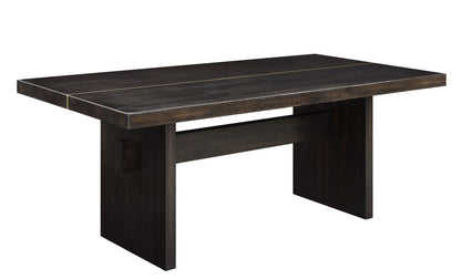 Rustic Dining Table with Fixed Top - Espresso / Gold