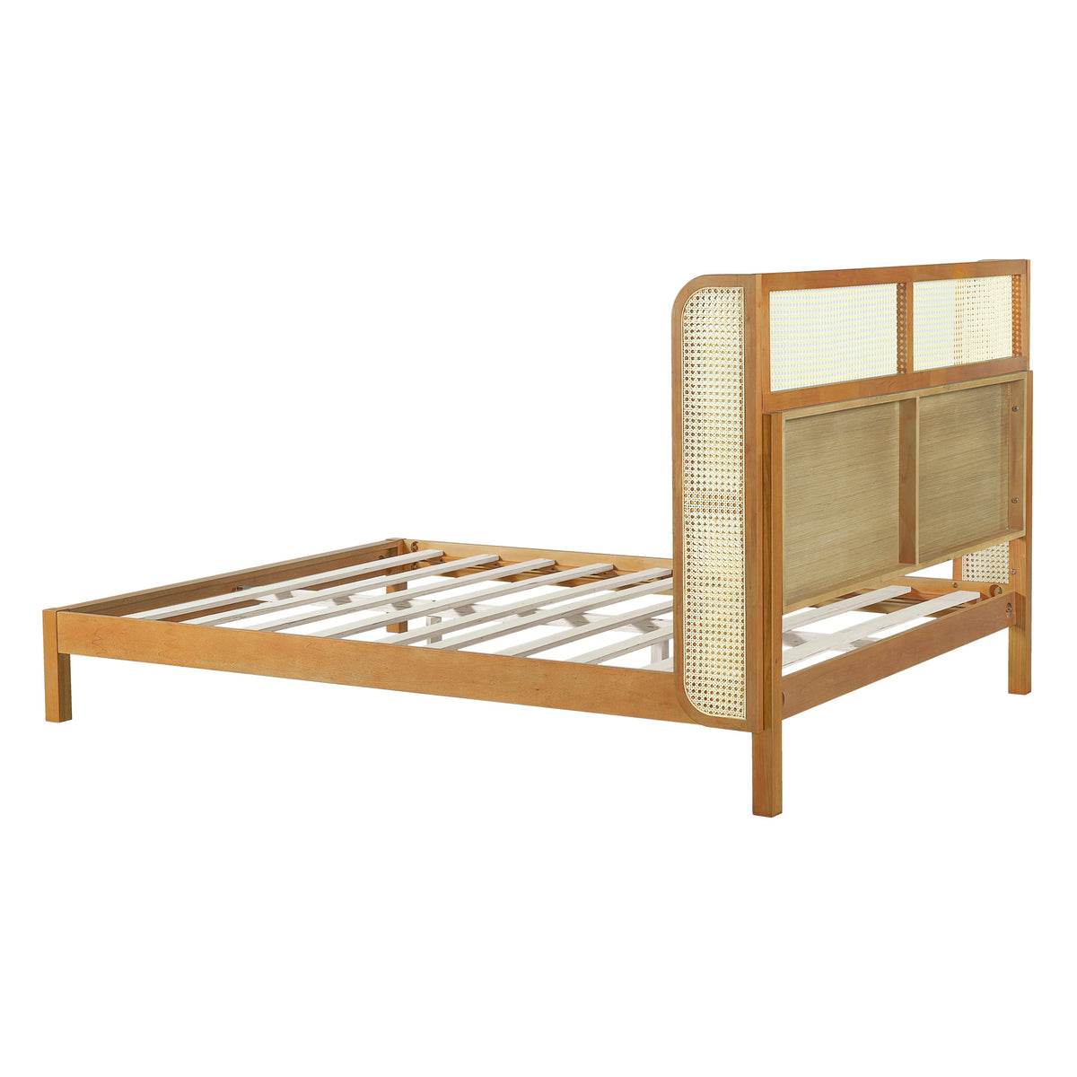 Premium Rubber Wood Platform Queen Bed Frame with Headboard - Natural