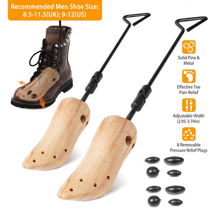 One Pair Boot Stretcher Adjustable Width Shoe Shaper Wooden Boot Widener Expander for Men
