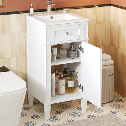 French Style Bathroom Vanity with Ceramic Sink and Soft-Close Doors - Black or White