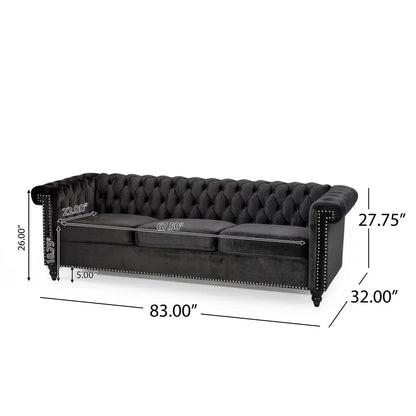 Chesterfield Style 3 Seater Sofa with Deep Button Tufting - Multiple Colors
