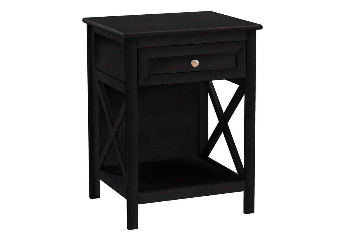 Accent End Table with Storage Drawer - Transitional Style - Black, White, or Dark Gray