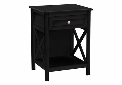 Accent End Table with Storage Drawer - Transitional Style - Black, White, or Dark Gray