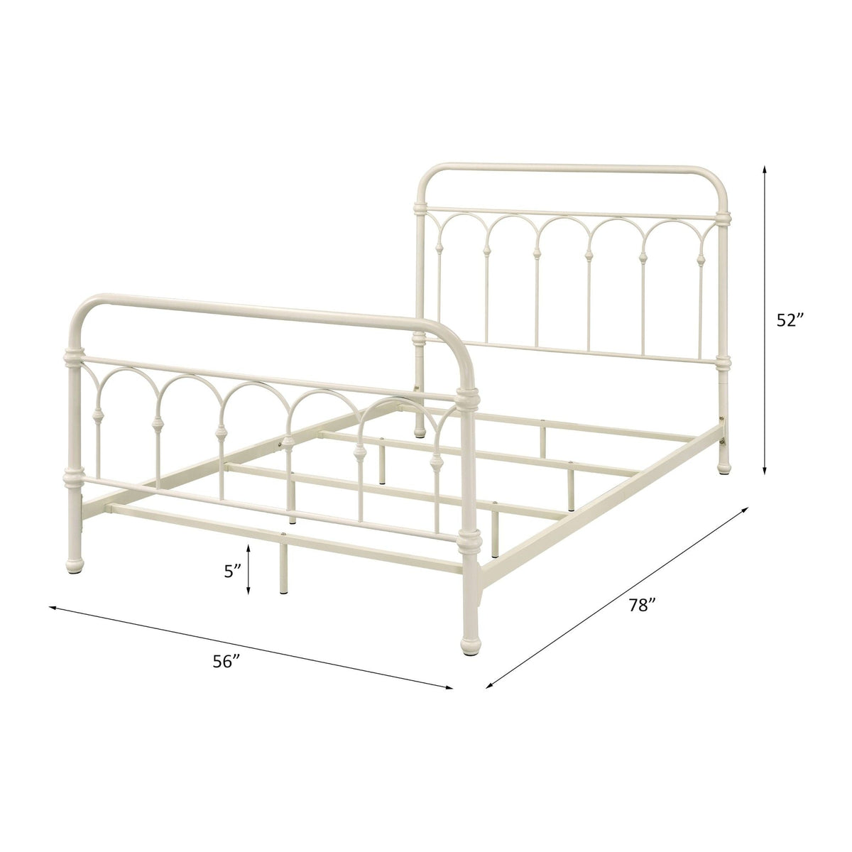 Citron Full Bed with Elegant Metal Panel Design - White