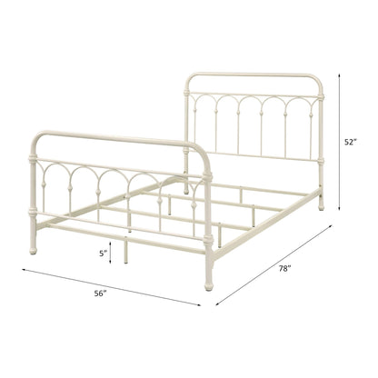 Citron Full Bed with Elegant Metal Panel Design - White