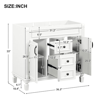 Bathroom Vanity Cabinet with Soft-Closing Doors and Drawers - Multiple Colors