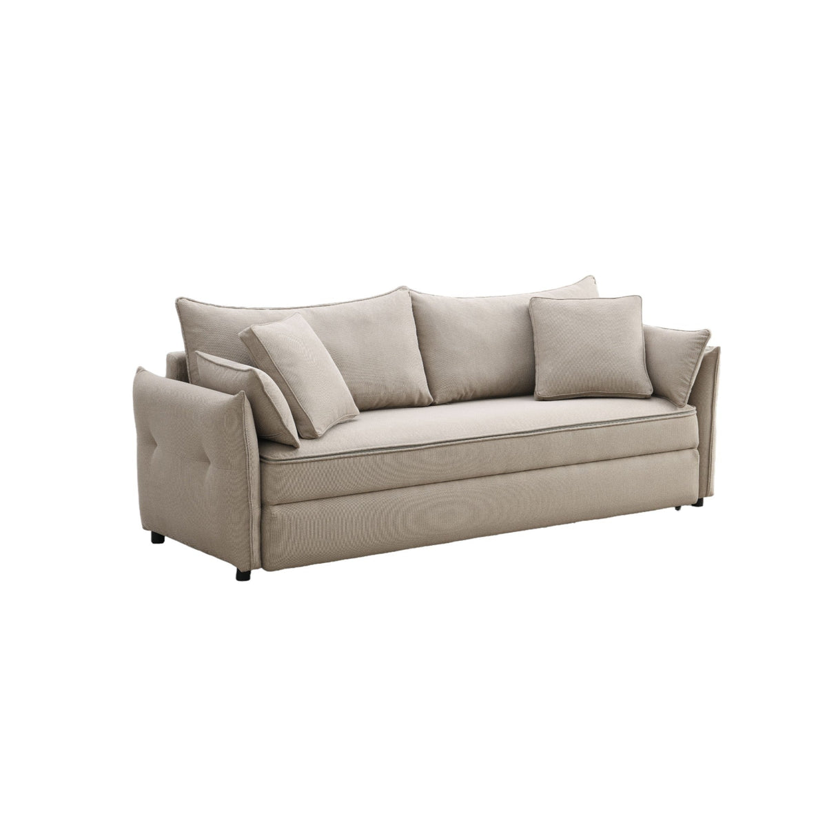 Irina Beige Fabric Sofa with Sleeper with Hidden Storage - Beige