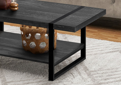 Rectangular Coffee Table with Fixed Storage Shelf - Dark Brown or Black