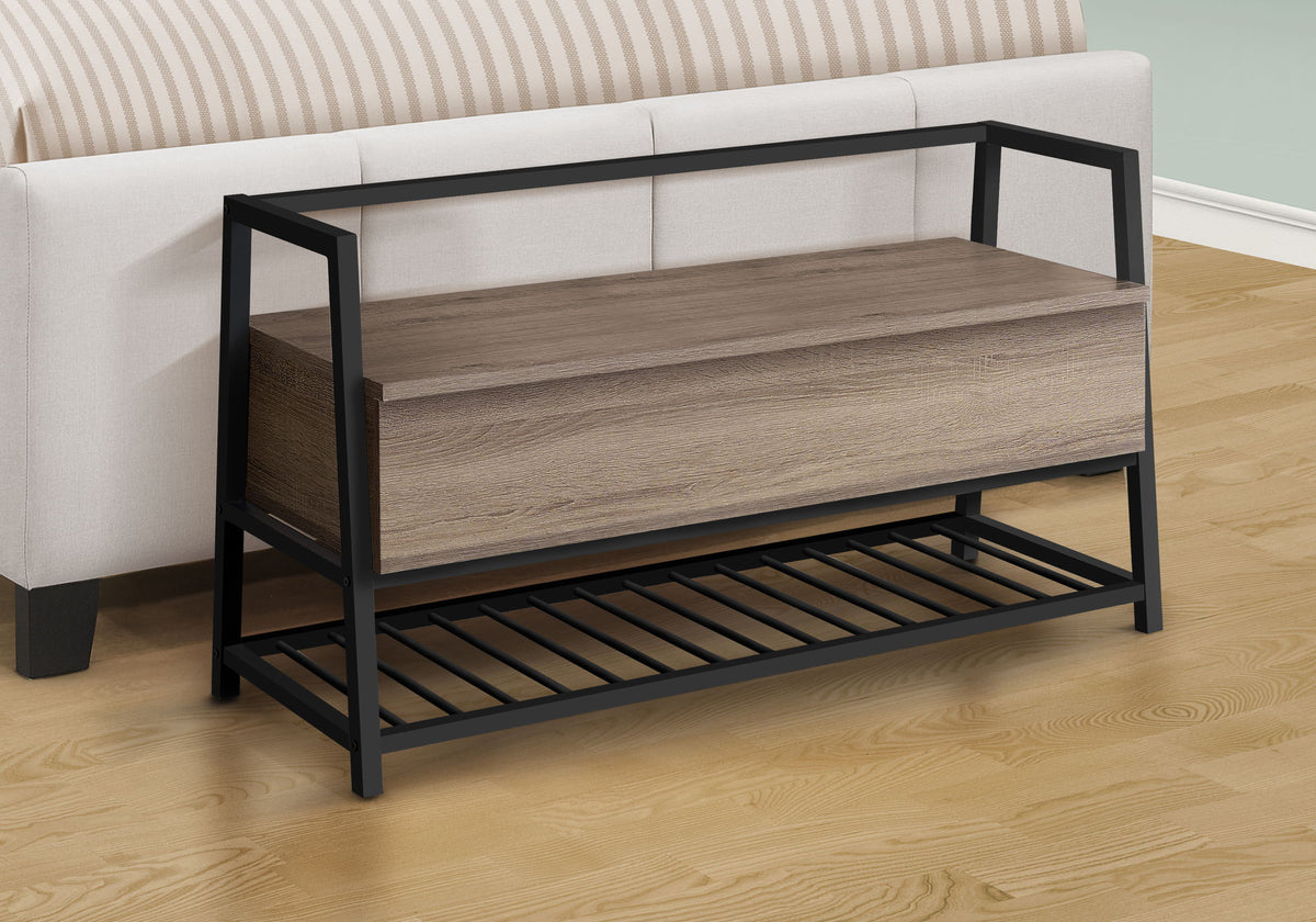 Rectangular Storage Bench with Flip-Top Storage - Gray or Light Brown