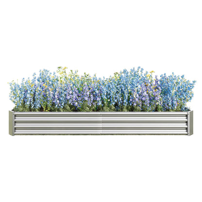 Metal Raised Garden Bed Kit with Anti-Rust Coating - Silver