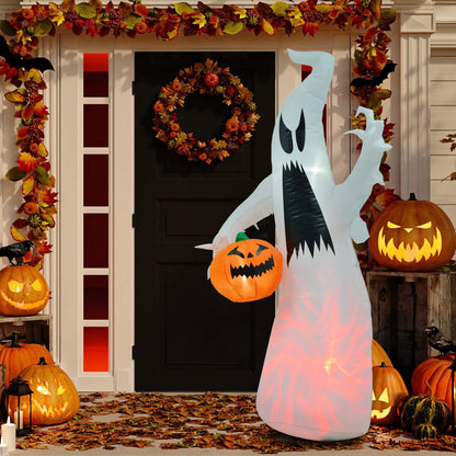 5.9' Towering LED-Lit Inflatable Ghost with Dynamic Lighting - White