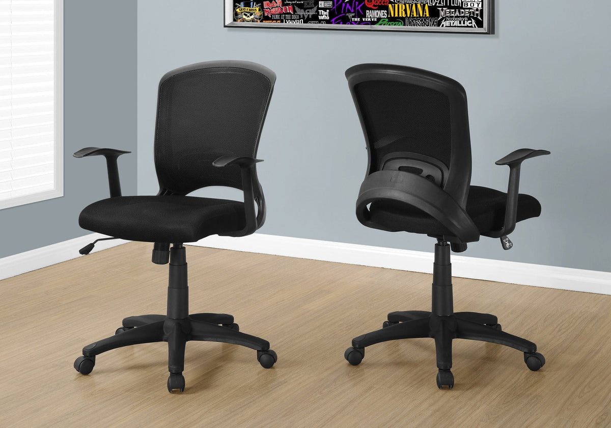 Adjustable Height Swivel Ergonomic Office Chair - Black