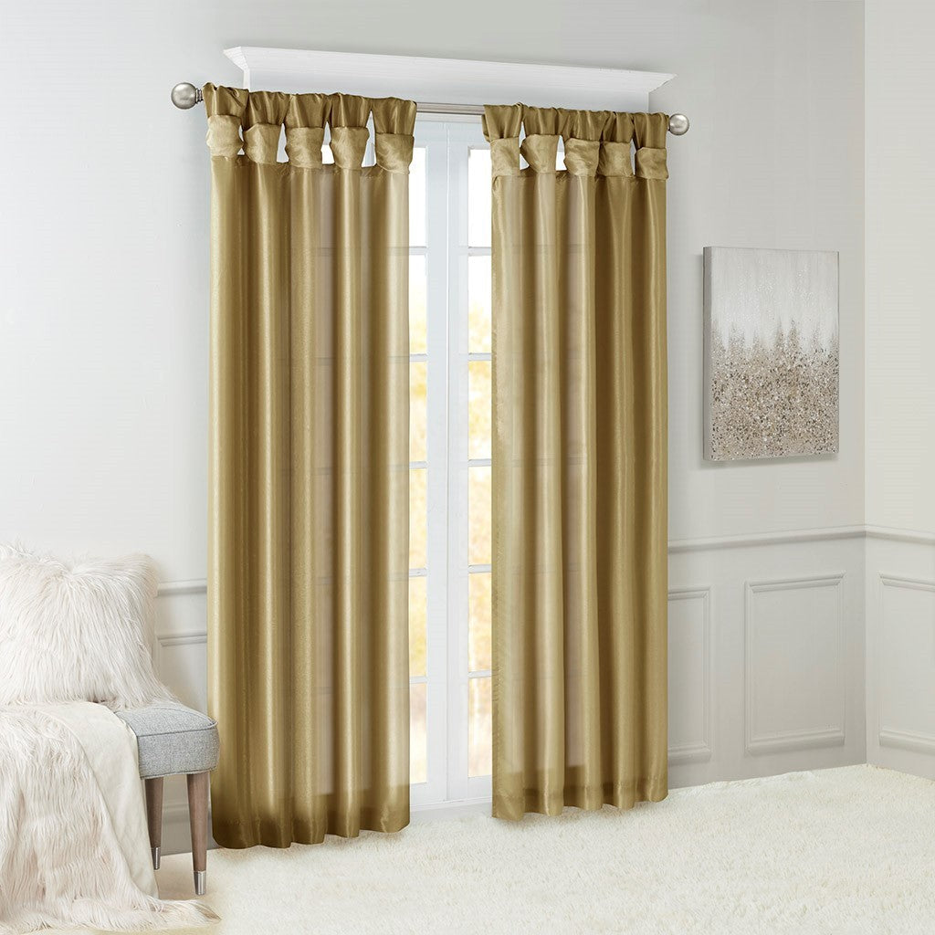 Twist Tab Lined Window Curtain Panel with DIY Twist Tabs - Bronze