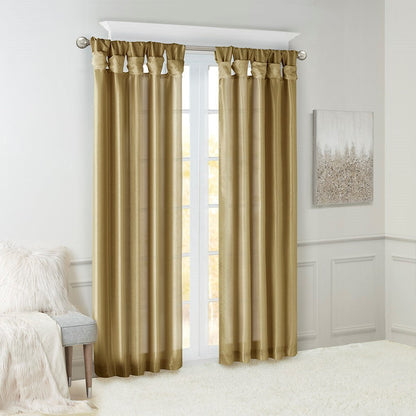 Twist Tab Lined Window Curtain Panel with DIY Twist Tabs - Bronze