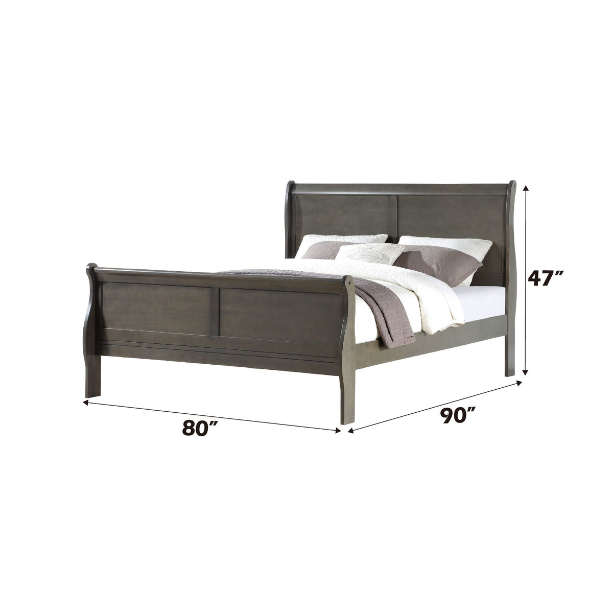 Louis Philippe Sleigh Style Bed with Classic Wood Construction - Multiple Colors