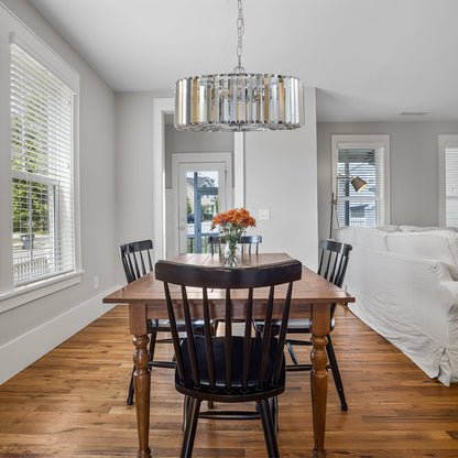 17' Chrome Crystal Pendant Chandelier with Adjustable Height - Transparent